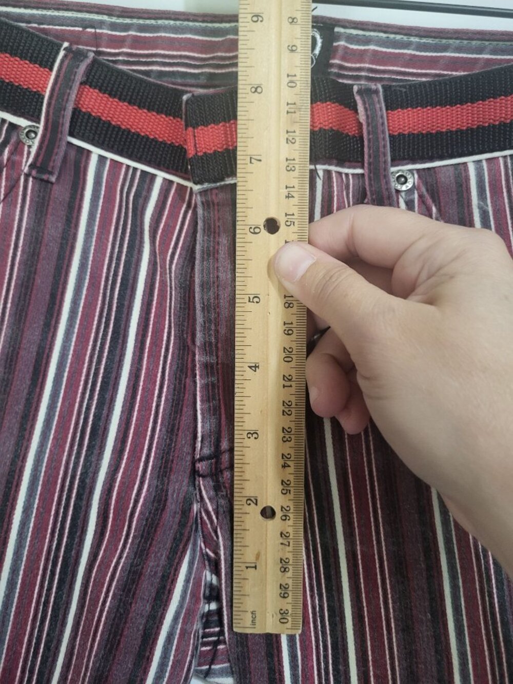 Vintage y2k XOXO Jeans SZ 7/8 Striped Bootcut Grunge Red Black - Picture 6 of 9